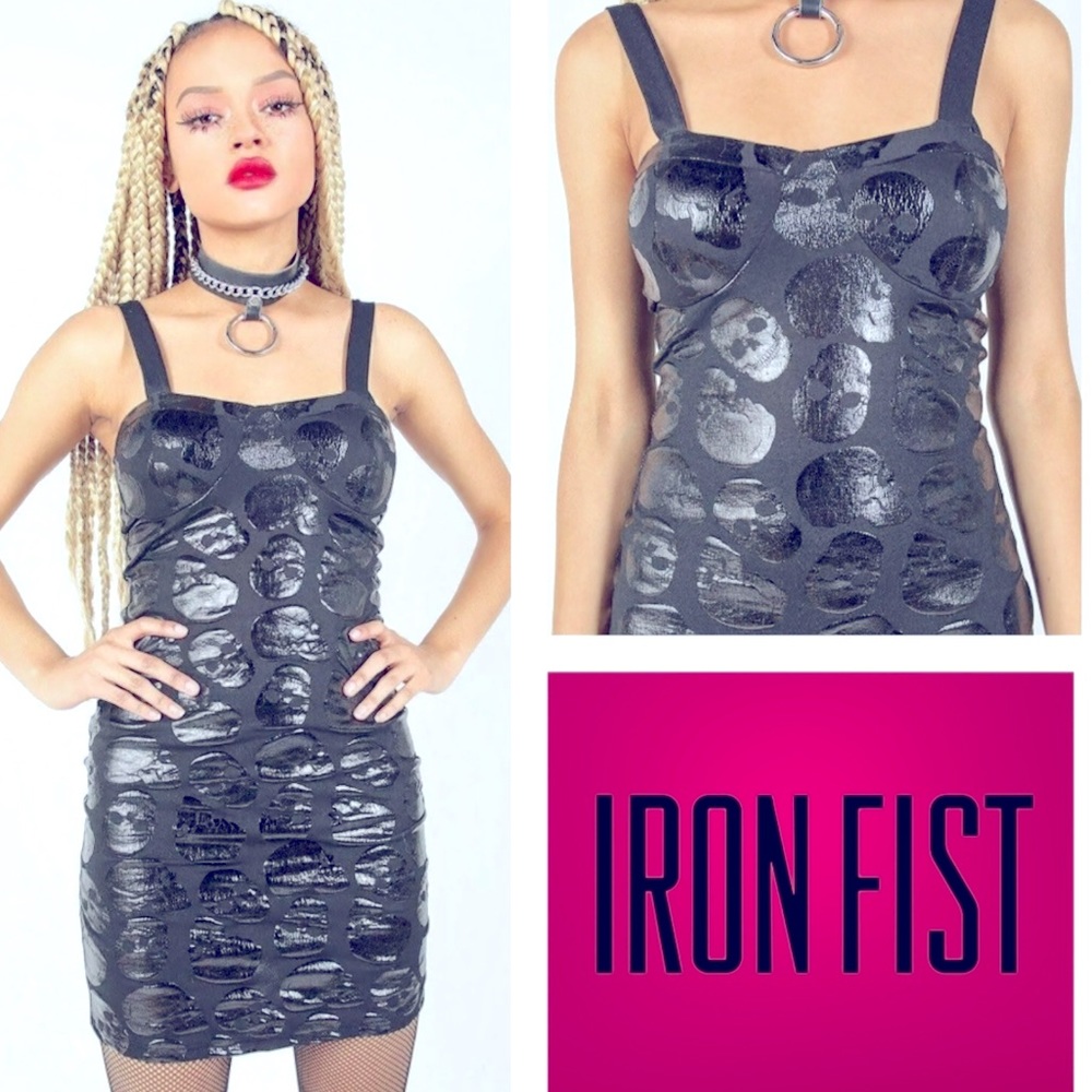 🎀💀🎀 NWT Iron Fist Skullz Club BodyCon Dress in Black NWT dolls kill S M L